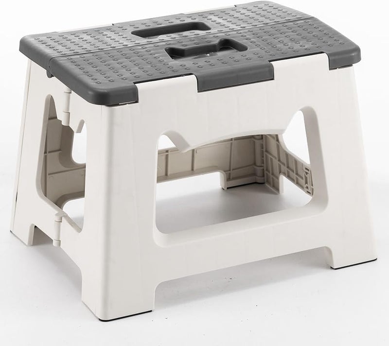 CasaZenith Step Stool Foldable, 9'' Folding Step Stool for Kids & Adults, Hold Up to 300lb, Lightweight Small Collapsible Step Stools with Handle, Stepping Stools Suitable for Kitchen Bathroom (Gray) - Image 1